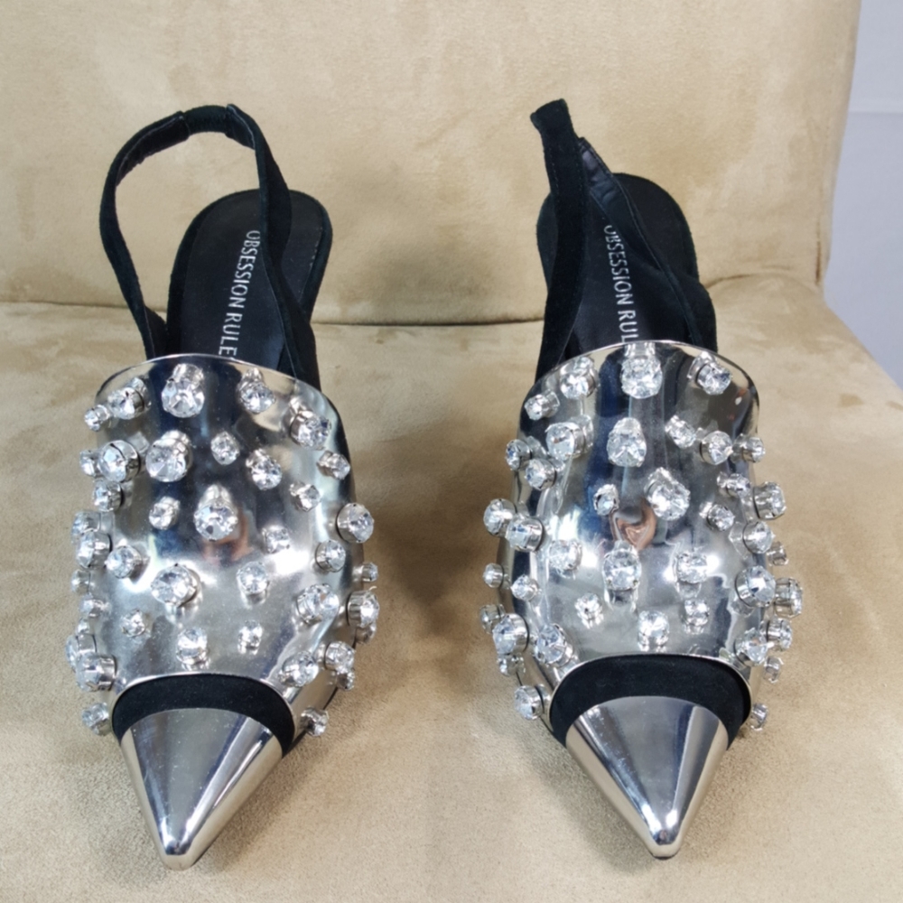 Obsession Rules Rhinestone Studded Slingbacks - image 3